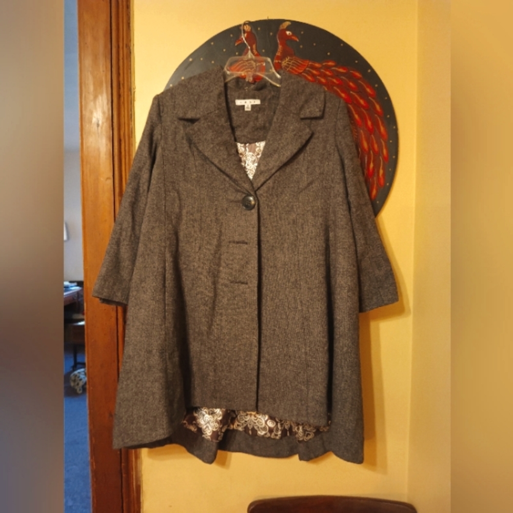 CAbi 3/4 sleeve Gray 🩶 peacoat sz. 4 women's hi/lo